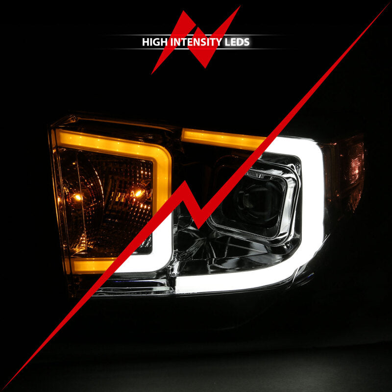 ANZO 14-17 Toyota Tundra Plank Style Projector Headlights Chrome w/ Amber Headlights ANZO