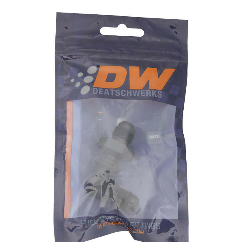 DeatschWerks 6AN Male Flare to 6AN Male Flare Bulkhead Adapter 90-Degree - Anodized Matte Black Fittings DeatschWerks