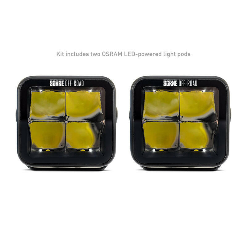 Borne Off-Road Light Pods (Kit of 2) 3x3 Spot Light Bars & Cubes Borne Off-Road