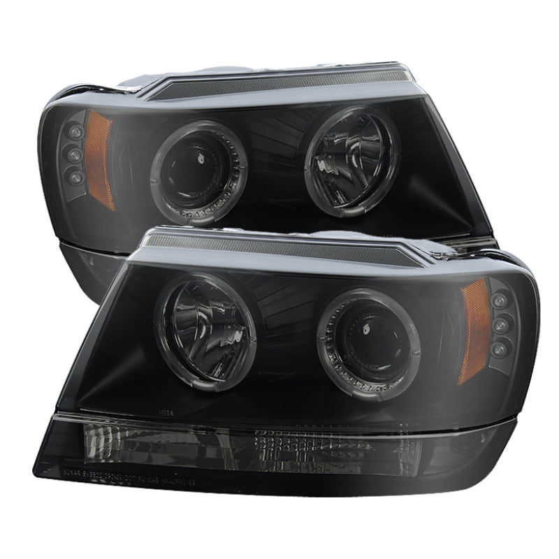 Spyder Jeep Grand Cherokee 99-04 Projector Headlights LED Halo LED Black Smoke PRO-YD-JGC99-HL-BSM Headlights SPYDER