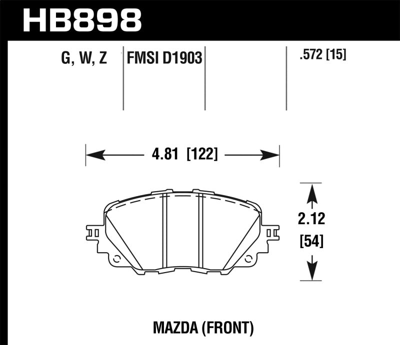 Hawk 17-19 Fiat 124 Spider DTC-30 Front Brake Pads Brake Pads - Racing Hawk Performance