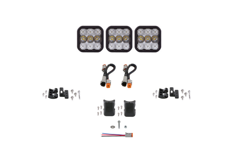 Diode Dynamics SS5 Sport Universal CrossLink 3-Pod Lightbar - White Combo Light Bars & Cubes Diode Dynamics