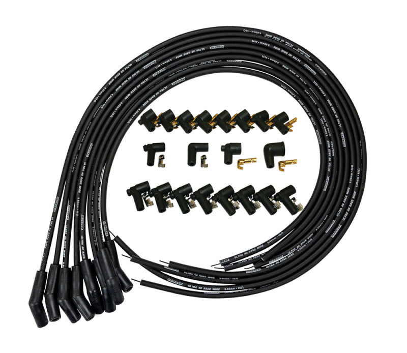 Moroso Universal Ignition Wire Set - Ultra 40 - Unsleeved - 135 Degree - Black Spark Plug Wire Sets Moroso