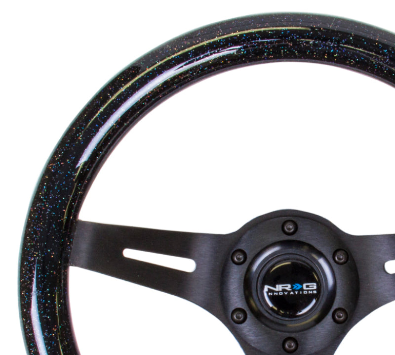 NRG Classic Wood Grain Steering Wheel (310mm) Black Sparkle w/Blk 3-Spoke Center Steering Wheels NRG