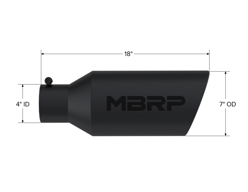 MBRP Universal Exhaust Tip 7in O.D. Rolled End 4in Inlet 18in Length - Black Tips MBRP