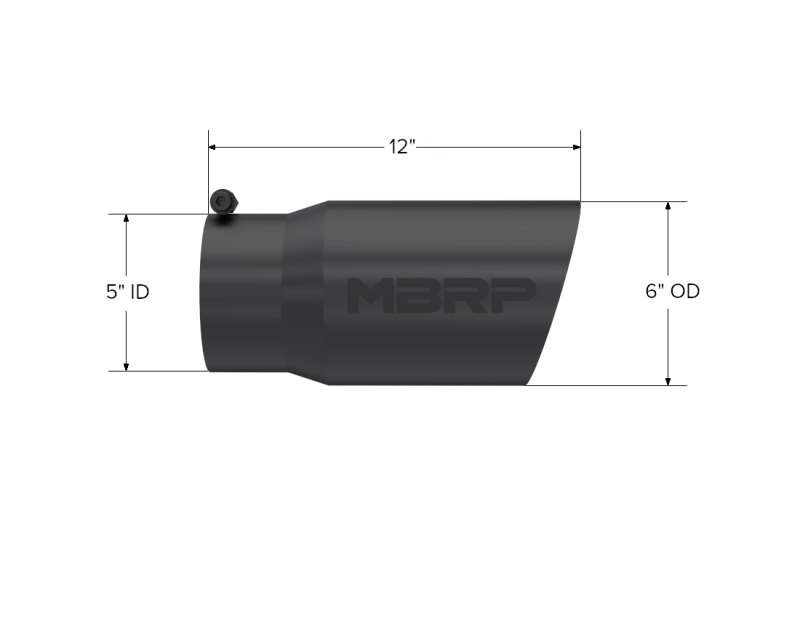 MBRP Universal Tip 6 O.D. Dual Wall Angled 5 inlet 12 length - Black Finish Tips MBRP