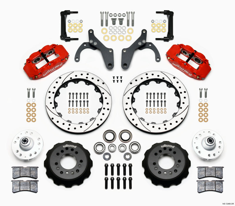 Wilwood Narrow Superlite 6R Front Hub Kit 12.88in Drill Red 59-64 Chevy Impala / 63-64 Corvette Big Brake Kits Wilwood