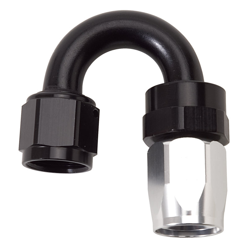 Russell Performance -6 AN Black/Silver 180 Degree Tight Radius Full Flow Swivel Hose End Fittings Russell