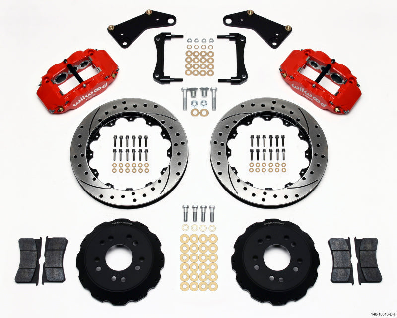 Wilwood Narrow Superlite 6R Front Hat Kit 13.06in Drill Red 65-82 Corvette C2/C3 Big Brake Kits Wilwood