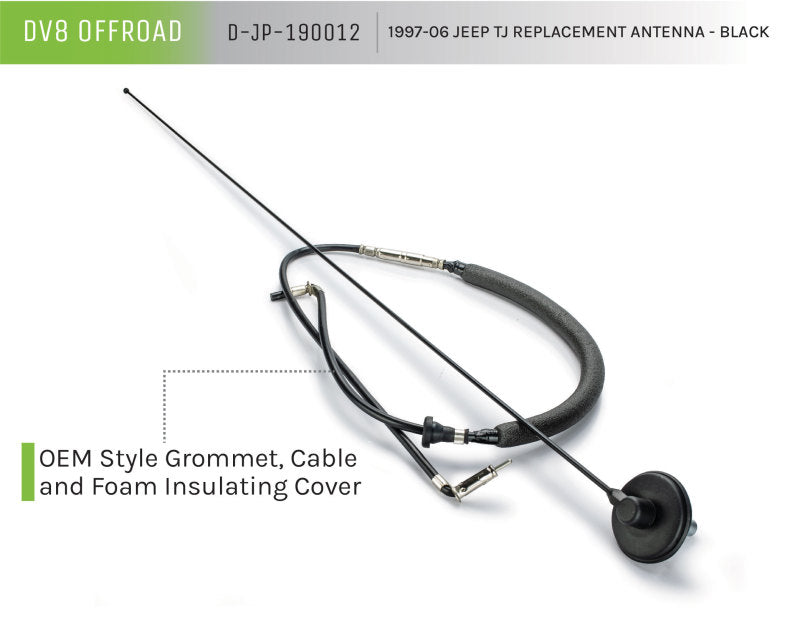 DV8 Offroad 1997-06 Jeep TJ Replacement Antenna Black Antennas DV8 Offroad