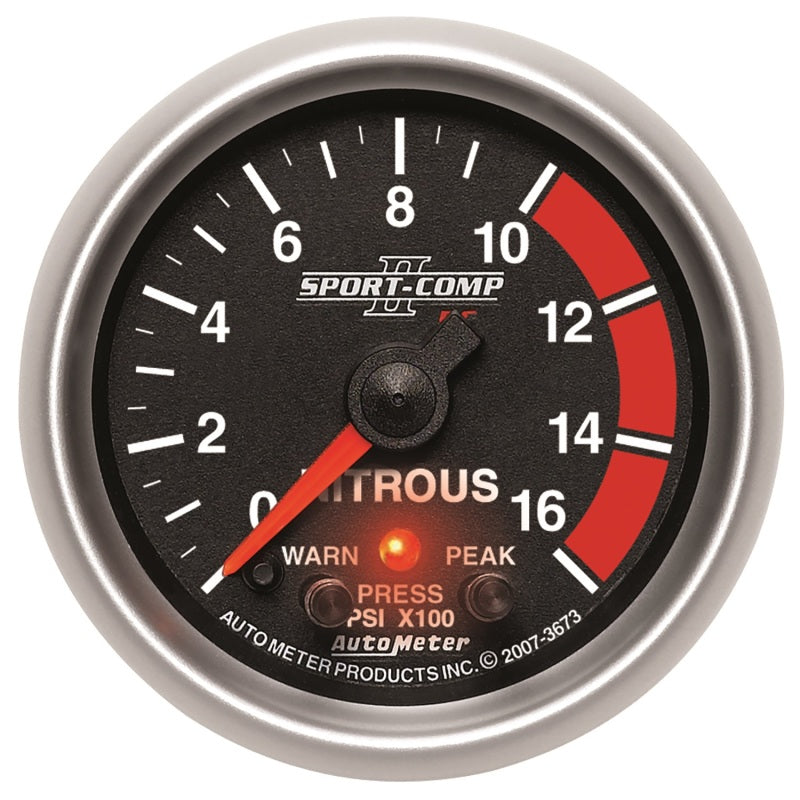 Autometer Sport-Comp II Pro Control 52mm 1600 PSI Nitrous Pressure Gauge Gauges AutoMeter