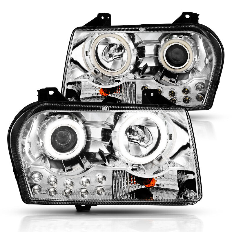 ANZO 2005-2010 Chrysler 300 Projector Headlights w/ Halo Chrome Headlights ANZO
