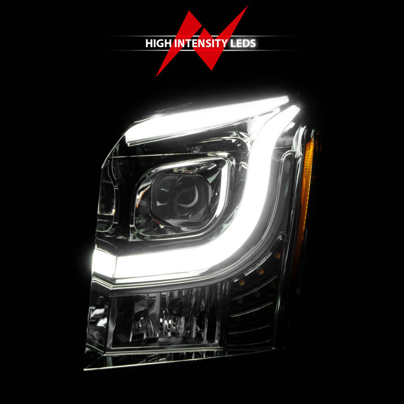 ANZO 2015-2017 GMC Yukon XL Projector Headlights W Lightbar - Chrome/Amber Headlights ANZO