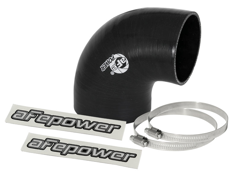 aFe Magnum FORCE Intake Coupling Kit (3-1/2 IN to 3 IN ID x 90 Deg.) Elbow Reducing Coupler - Black Air Intake Components aFe