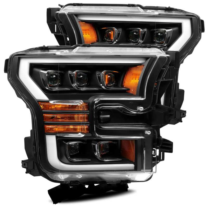 AlphaRex 17-20 Ford Raptor NOVA LED Proj Headlights Plank Style Matte Black w/Activ Light/Seq Signal Headlights AlphaRex