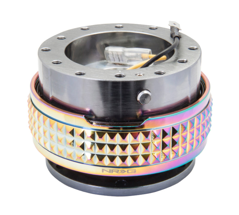 NRG Quick Release Kit - Pyramid Edition - Gunmetal Body / Neochrome Pyramid Ring Quick Release Adapters NRG