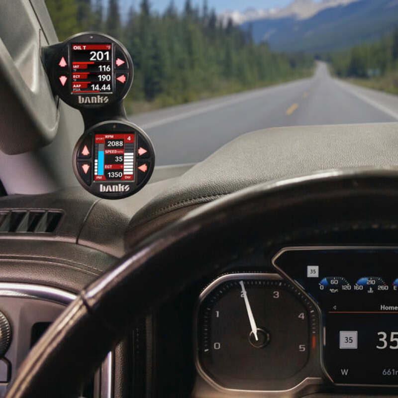 Banks Power 19-21 Chevy/GMC 1500 / 20-23 Chevy/GMC 2500/3500 - iDash Stealth Dual Pod Mount 52mm Gauge Pods Banks Power