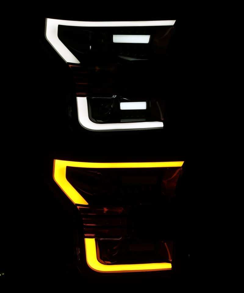AlphaRex 15-17 Ford F-150 LUXX LED Projector Headlights Plank Style Alpha Blk w/Activ Light/DRL Headlights AlphaRex