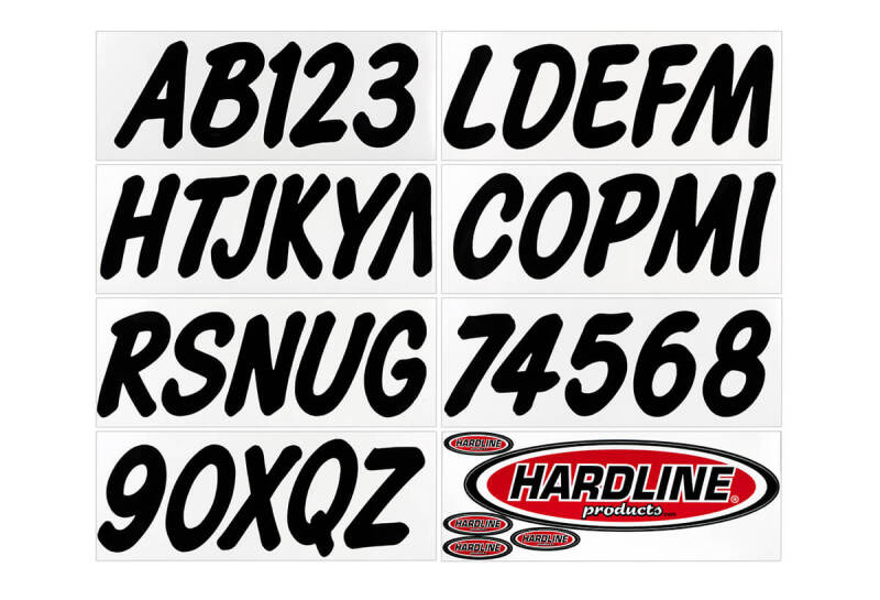 Hardline Boat Lettering Registration Kit 3 in. - 400 Black Solid Stickers/Decals/Banners Hardline