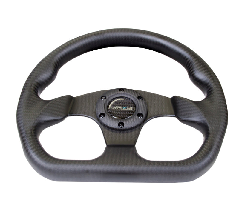 NRG Carbon Fiber Steering Wheel (320mm) Flat Bottom Matte Black Carbon Steering Wheels NRG