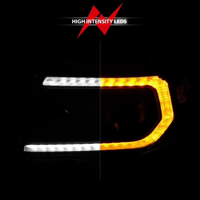ANZO 05-11 Toyota Tacoma Full LED Projector Headlights White DRL/Init/SeqSig Black - Pair Headlights ANZO