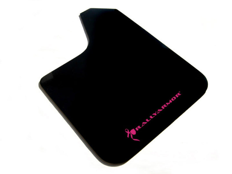 Rally Armor Universal Fit (No Hardware) Basic Black Mud Flap w/ Pink Logo Mud Flaps Rally Armor