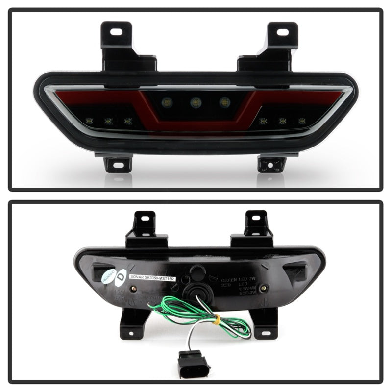 Spyder 15-16 Ford Mustang LED Reverse Lights - Black Smoke w/ Red Bar (ALT-YD-FM15RED-REV-BSM) Tail Lights SPYDER