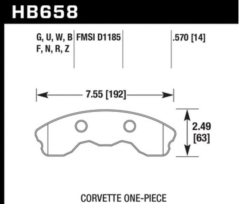 Hawk 2010-2013 Chevy Corvette Grand Sport (One-Piece Pads) ER-1 Motorsports Front Brake Pads Brake Pads - Racing Hawk Performance