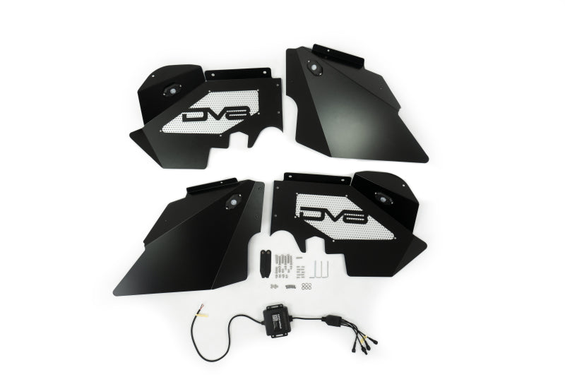 DV8 Offroad 07-18 Jeep Wrangler JK Front Aluminum Inner Fender w/ Rock Lights - Black Wheel Well Liners DV8 Offroad