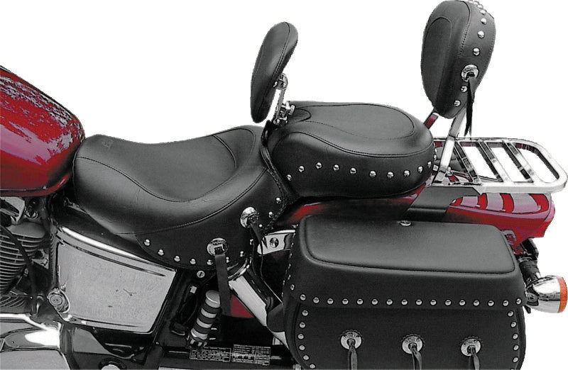 Mustang 00-08 Honda VT1100 Sabre,97-08 Spirit,87-97 Shadow Wide Touring 1PC Seat w/Studs - Black One-Piece Motorcycle Seats Mustang Motorcycle