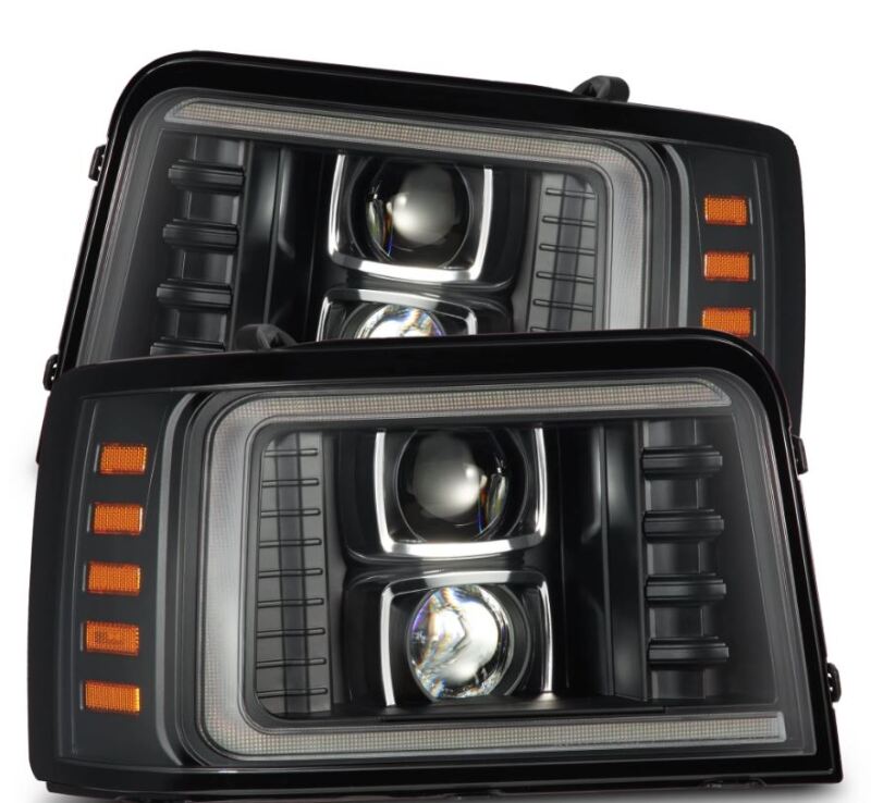 AlphaRex 92-96 Ford F-Series/Bronco PRO-Series Proj Headlight Blk w/Seq. Sig & DRL Headlights AlphaRex