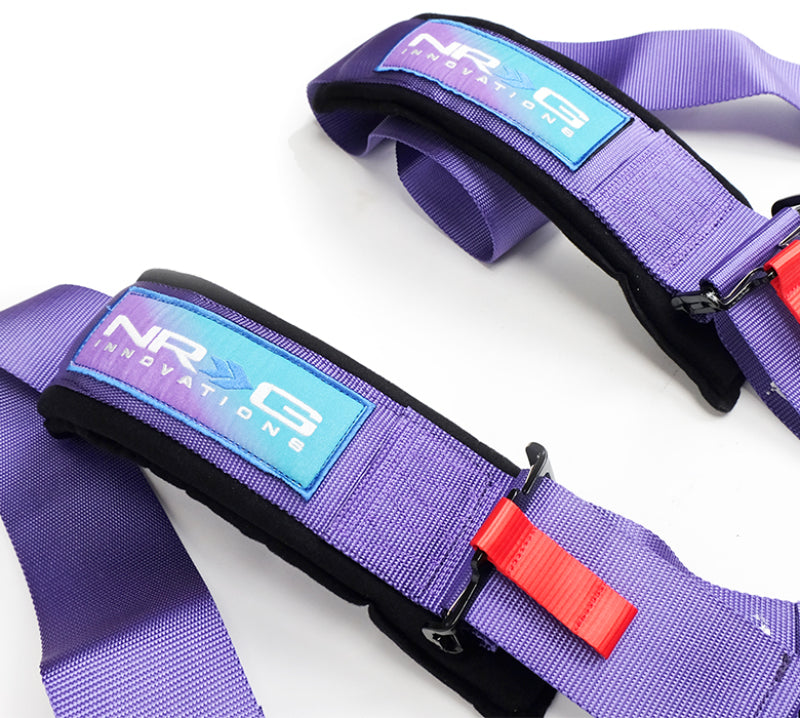 NRG SFI 16.1 5Pt 3 Inch Seat Belt Harness with Pads / Cam Lock - Purple Seat Belts & Harnesses NRG