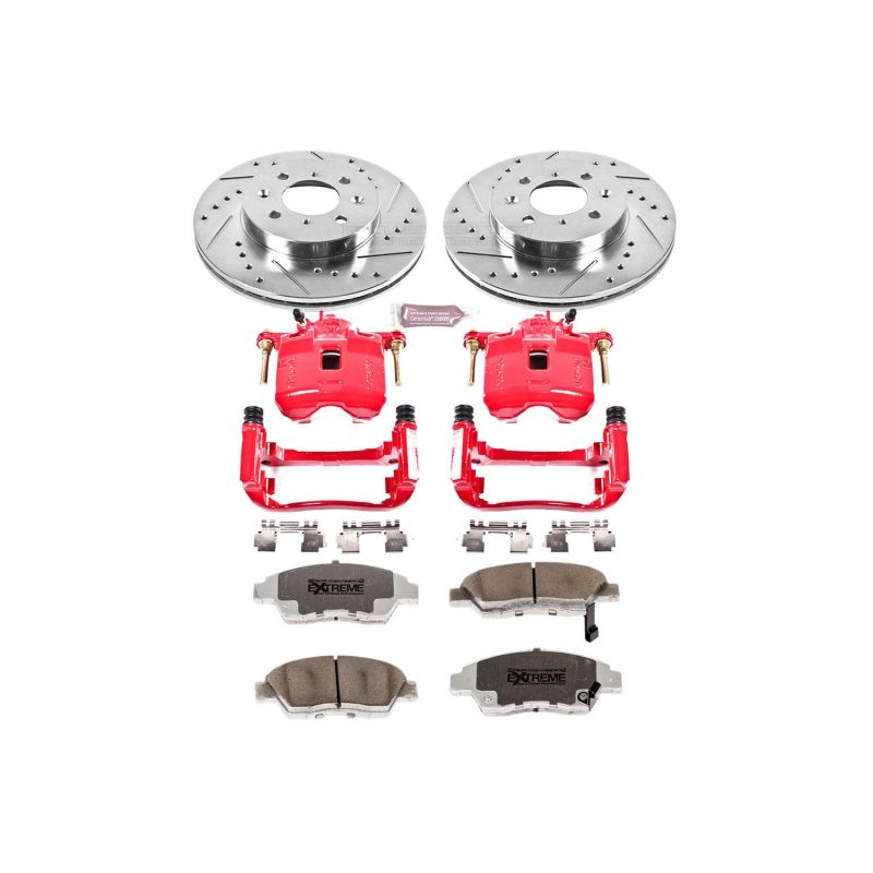 Power Stop 03-05 Honda Civic Front Z26 Street Warrior Brake Kit w/Calipers Brake Kits - Performance D&S PowerStop