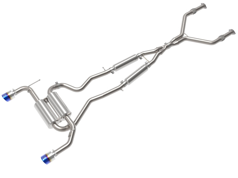 aFe 14-15 Infiniti Q50 V6 3.7L Takeda 2-1/2in 304 SS Cat-Back Exhaust System w/ Blue Flame Tips Catback aFe