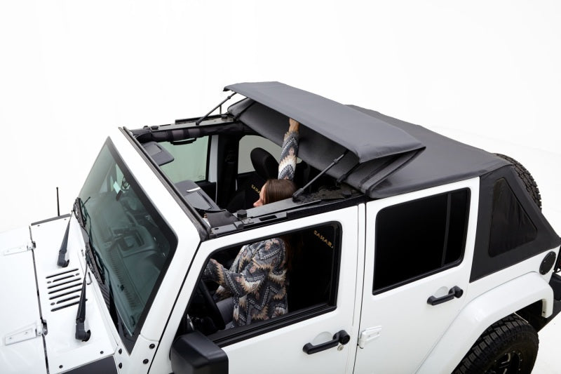 Rugged Ridge 07-18 Jeep Wrangler JKU 4 Dr Black Diamond Stitch Cloth Voyager Top Soft Tops Rugged Ridge