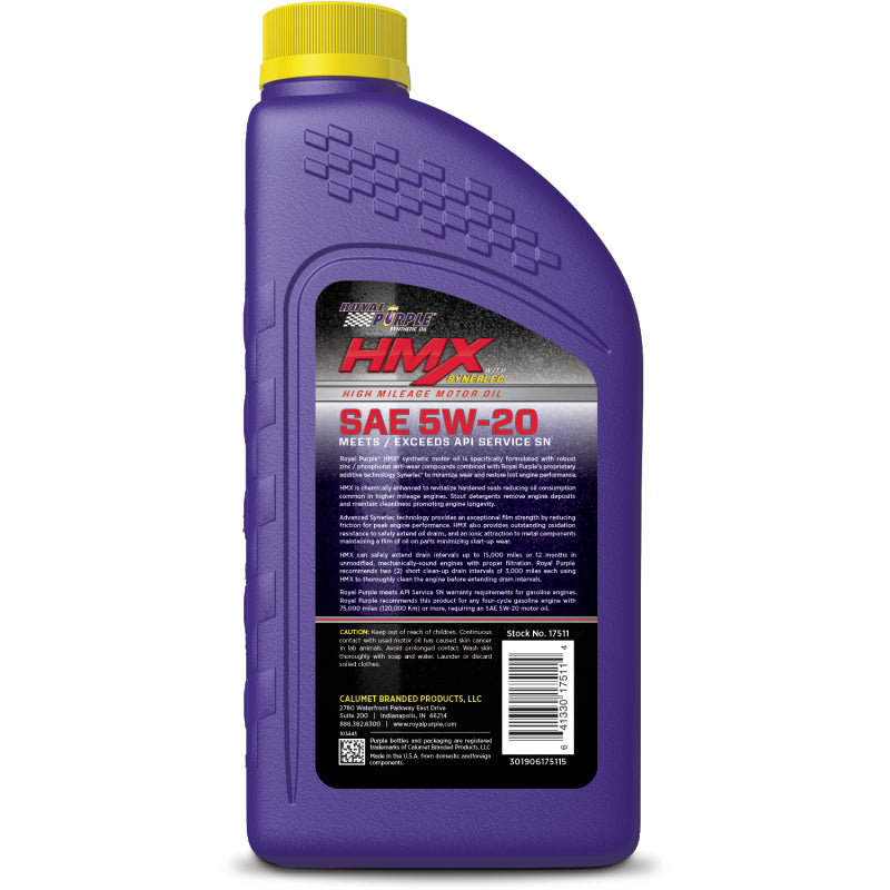 Royal Purple HMX Premium Synthetic High Mileage 5W-20 Motor Oil - 1 Quart Motor Oils Royal Purple