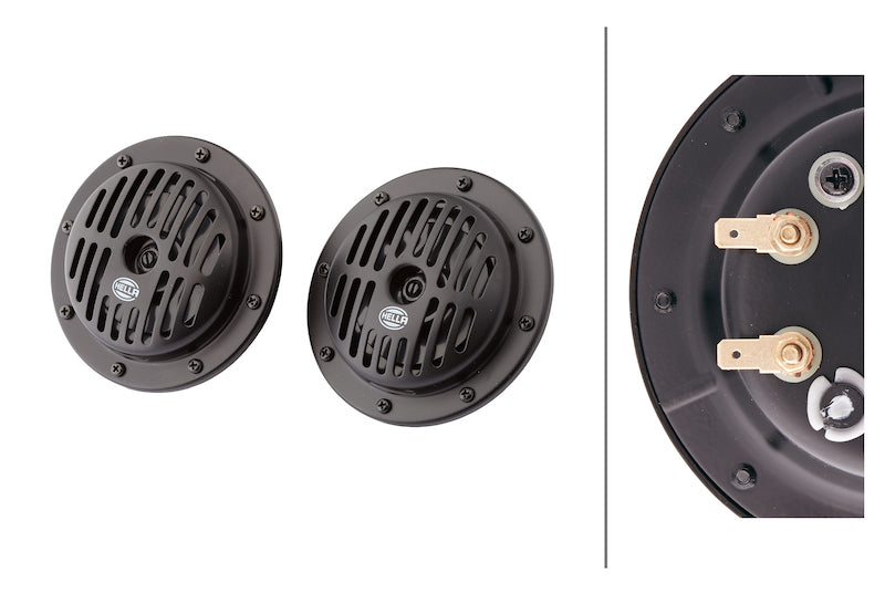 Hella Supertone Horn Kit 12V 310/380HZ HTone Black Horns Hella