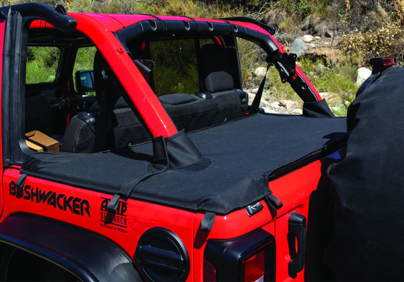 Rampage 2018-2022 Jeep Wrangler(JL) 4-Door Tonneau Cover w/ Tailgate Bar Kit - Black Diamond Soft Tops Rampage