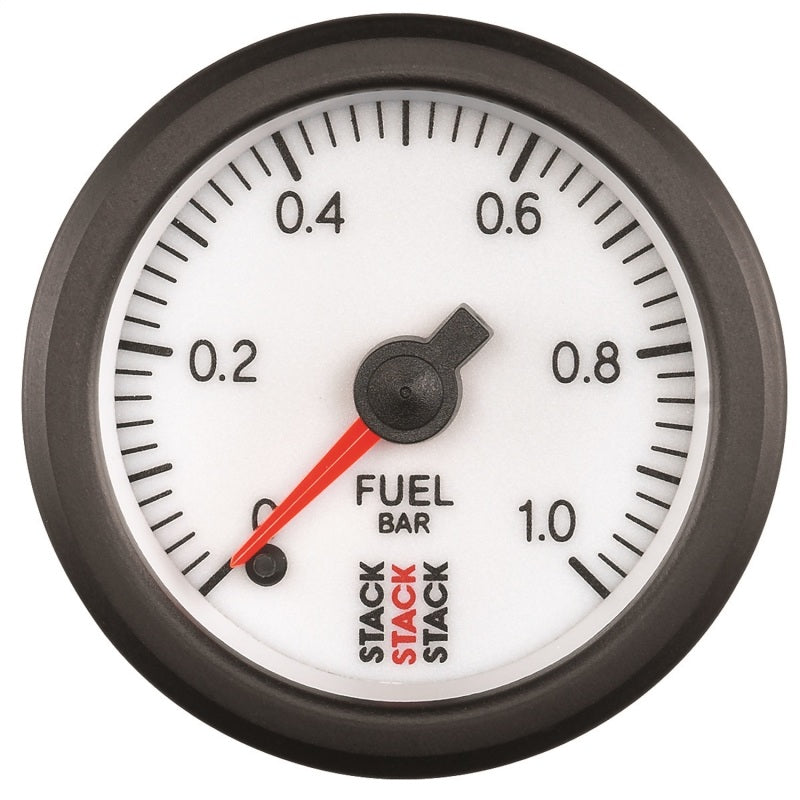 Autometer Stack 52mm 0-1 Bar M10 Male Pro Stepper Motor Fuel Pressure Gauge - White Gauges AutoMeter