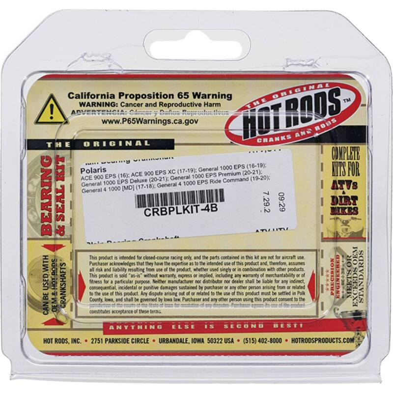 Hot Rods 11-13 Polaris RZR 900 XP 900cc Plain Bearing Crankshaft Crankshafts Hot Rods