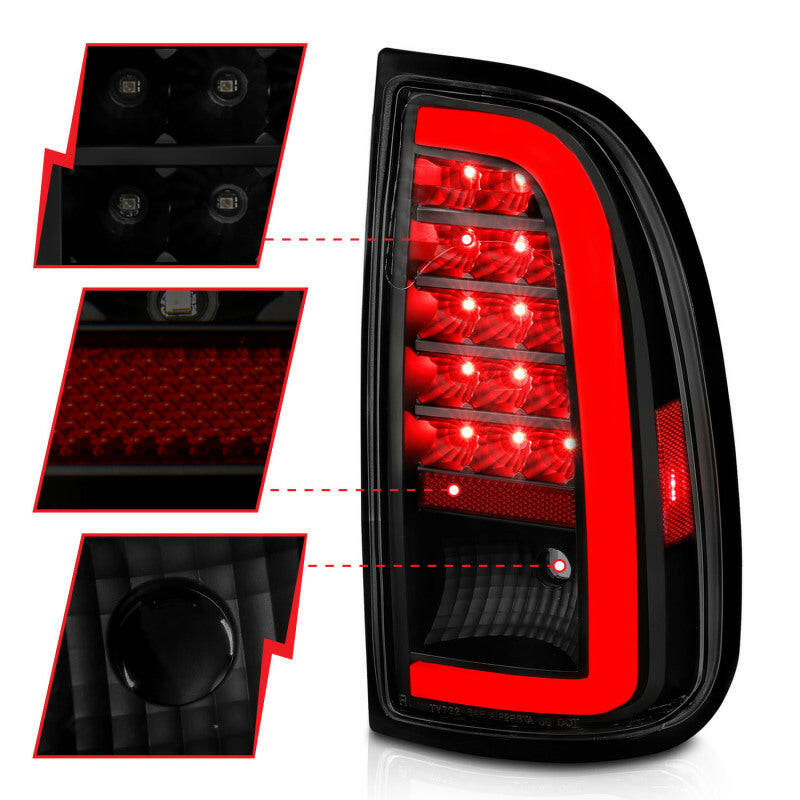 ANZO 00-06 Toyota Tundra (Std. Bed/Reg Cab) LED Taillights w/Light Bar Black Housing Smoke Lens Tail Lights ANZO