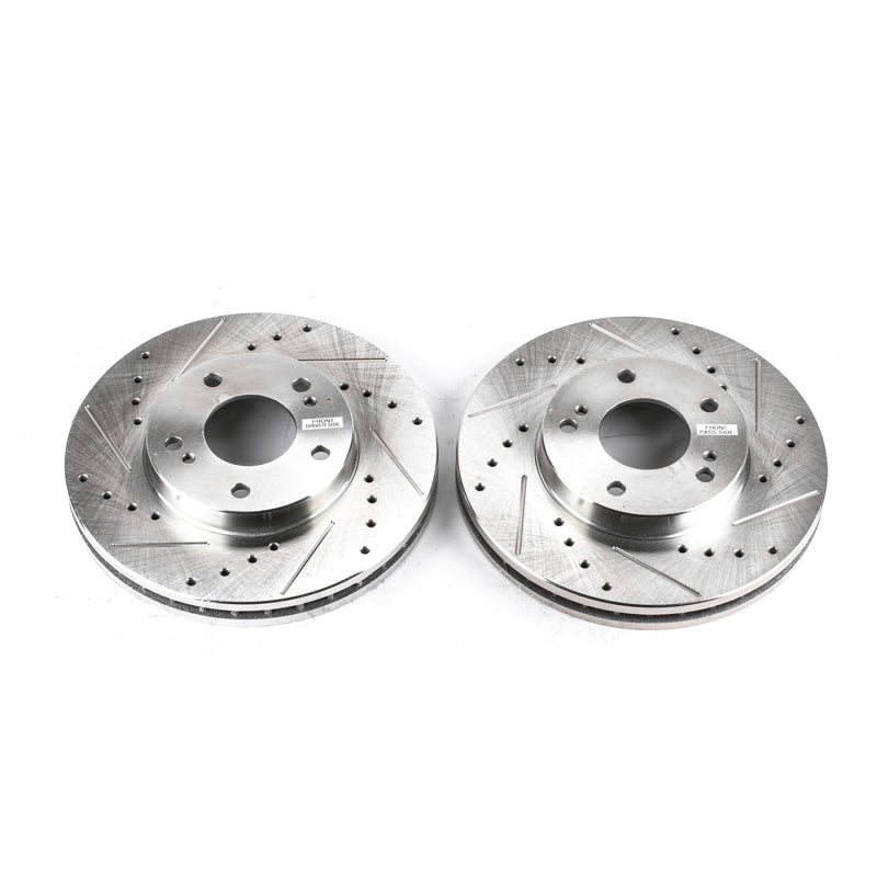Power Stop 89-96 Nissan 300ZX Front Evolution Drilled & Slotted Rotors - Pair Brake Rotors - Slot & Drilled PowerStop