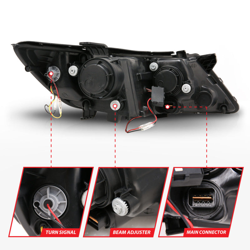 ANZO 2011-2013 Kia Optima Projector Headlights w/ Halo Chrome (CCFL) Headlights ANZO