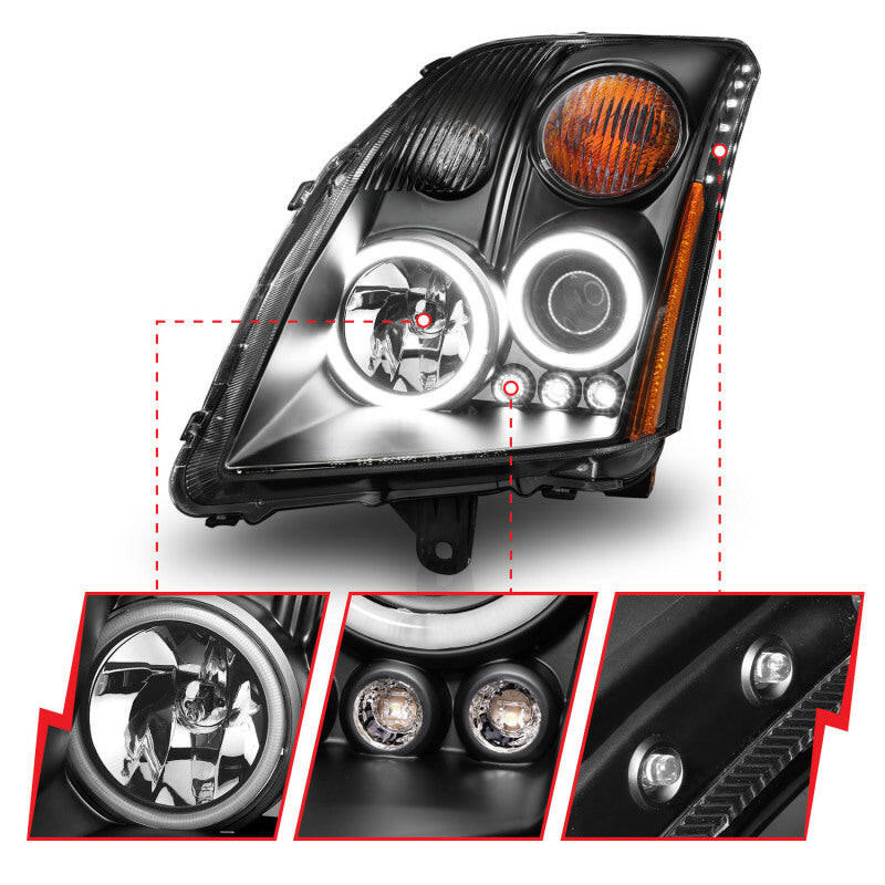 ANZO 2007-2012 Nissan Sentra Projector Headlights Black Headlights ANZO