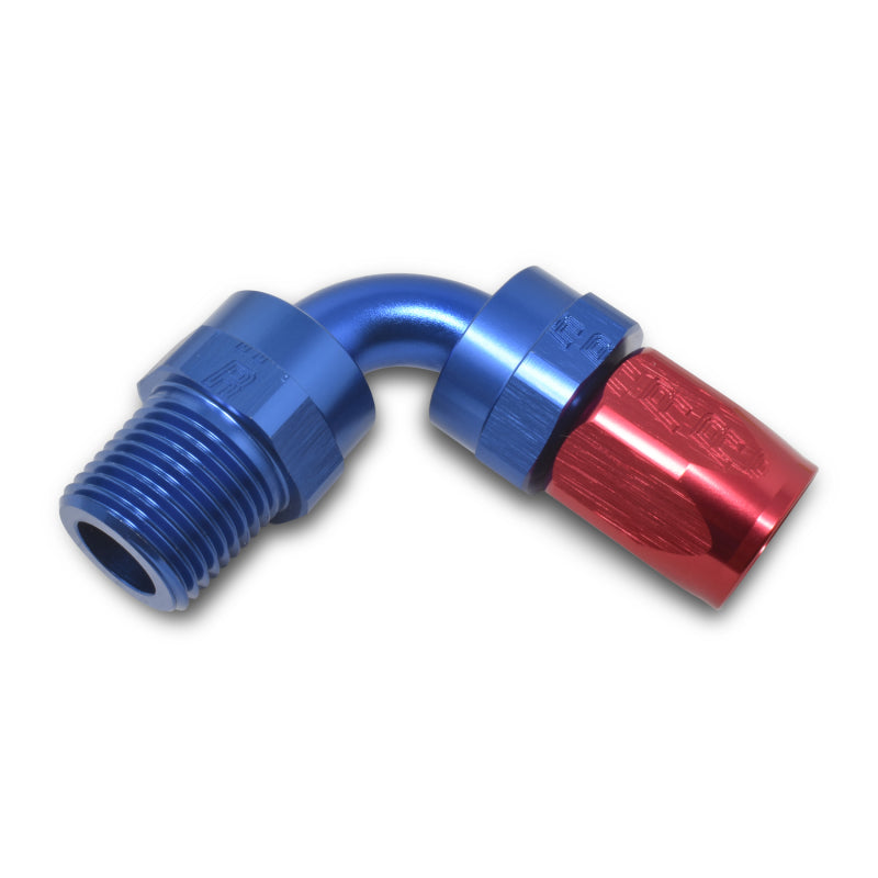 Russell Performance -6 AN Red/Blue 90 Degree Full Flow Swivel Pipe Thread Hose End (With 3/8in NPT) Fittings Russell