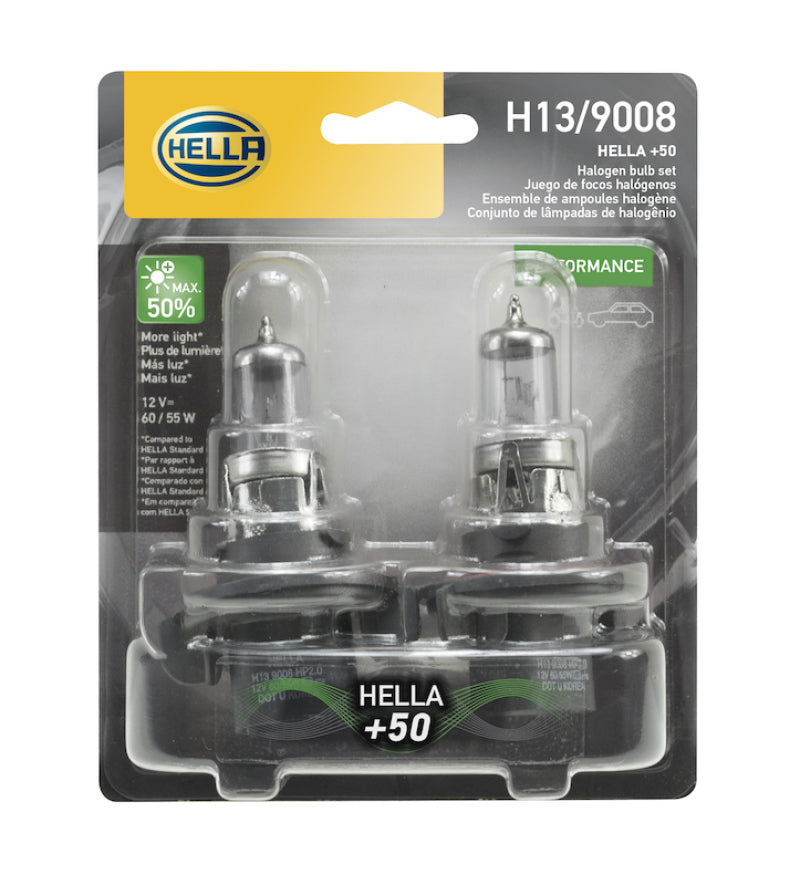 Hella Bulb H13 12V 60/55W P264T T4 +50 (2) Bulbs Hella