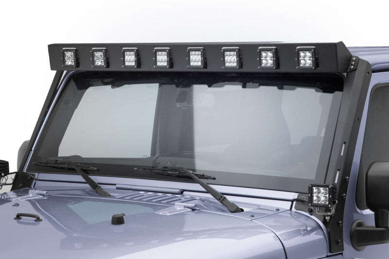 Go Rhino 07-18 Jeep Wrangler JK WLF Windshield Light Mount Frame - Eight Cube Lights Light Mounts Go Rhino