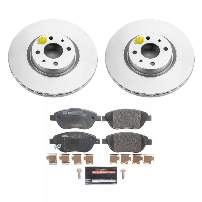 Power Stop 12-19 Fiat 500 Front Euro-Stop Brake Kit Brake Kits - OE PowerStop