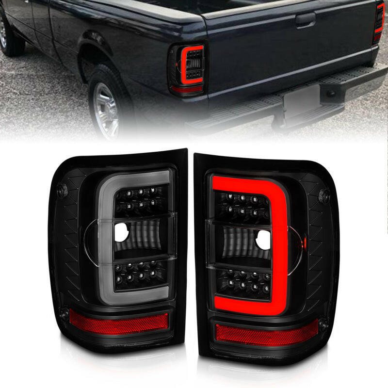 ANZO 01-11 Ford Ranger LED Taillights - Black Housing w/ Smoke Lens & Light Bar Tail Lights ANZO