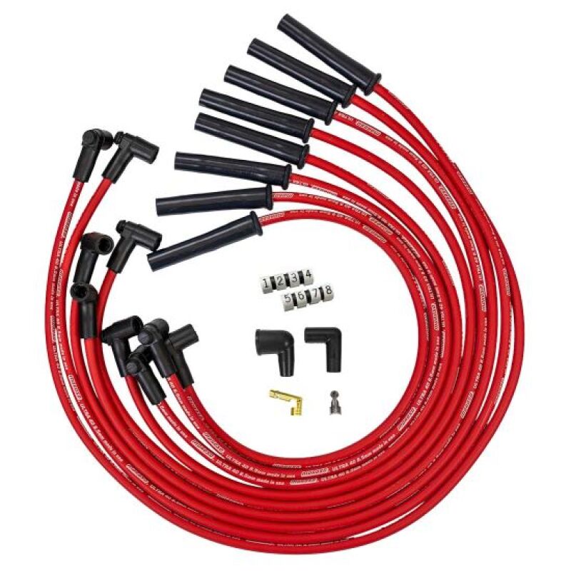 Moroso GM BBC 366-454 HEI-Style w/o Coil In Cap Ultra 40 8.5mm Multi-Angle Spark Plug Wire Set - Red Spark Plug Wire Sets Moroso